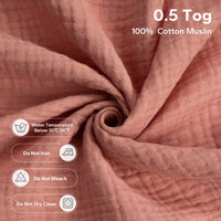 2 Pack 0.5 Tog Muslin Sleep Sack Baby Breathable Wearable Blanket