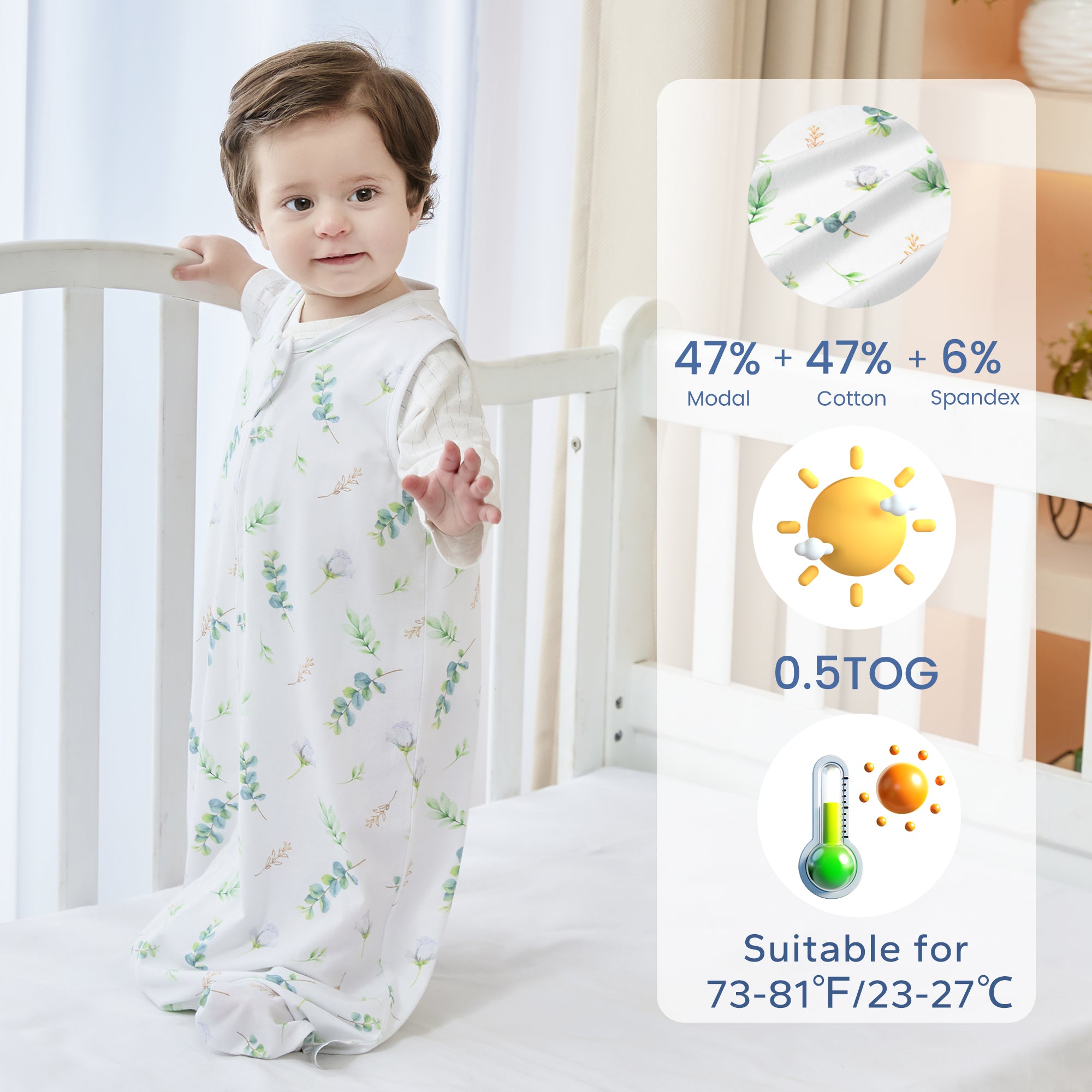 ZIGJOY Baby Sleep Sack 0.5 TOG Modal Cotton Baby Wearable Blanket ZIGJOY