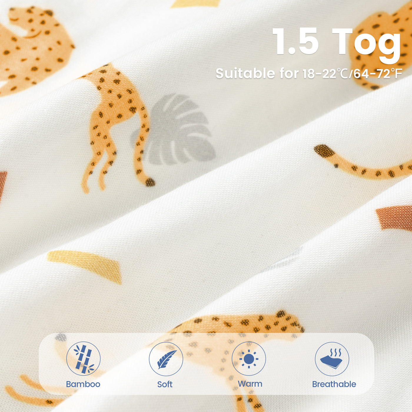 1.5 TOG Soft Bamboo Cotton Baby Sleep Sack with Feet for Toddler ZIGJOY