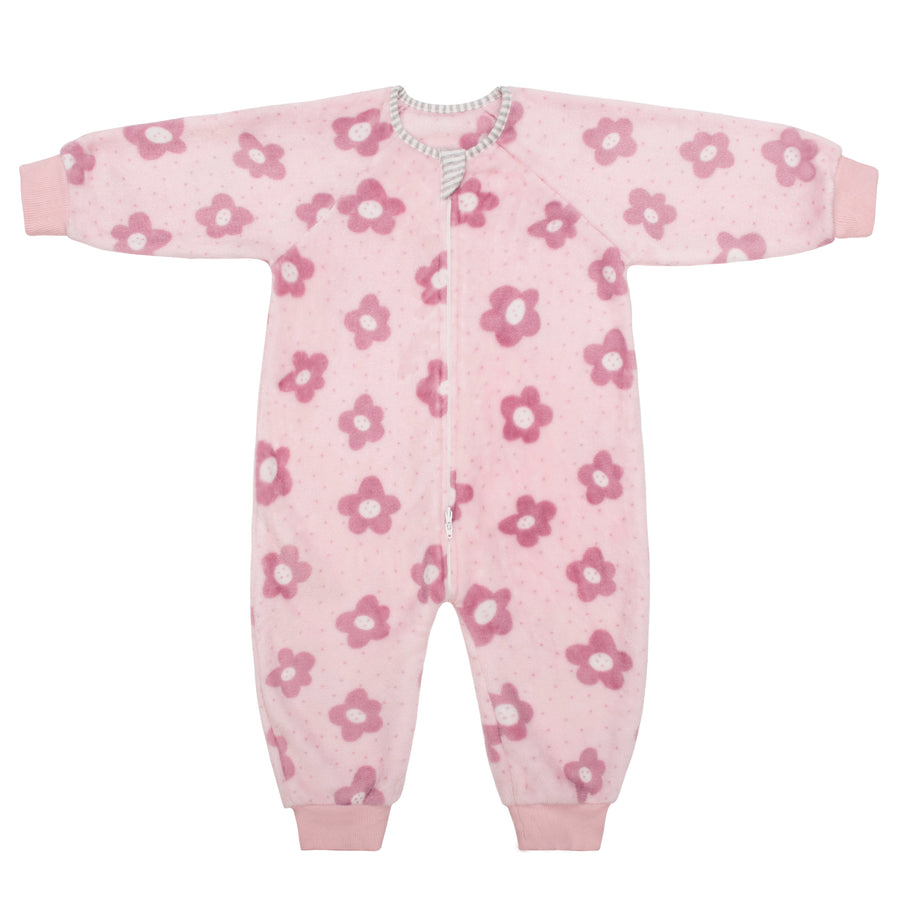 Flannel Toddler Sleep Sack 1.5 Tog Baby Girls Pajamas For 12-36 Months With 2-Way Zipper-Flower