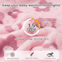 Flannel Toddler Sleep Sack 1.5 Tog Baby Girls Pajamas For 12-36 Months With 2-Way Zipper-Flower