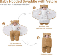 2.0 Tog Fleece Baby Bear Swaddle Plush Wrap Blanket