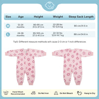 Flannel Toddler Sleep Sack 1.5 Tog Baby Girls Pajamas For 12-36 Months With 2-Way Zipper-Flower