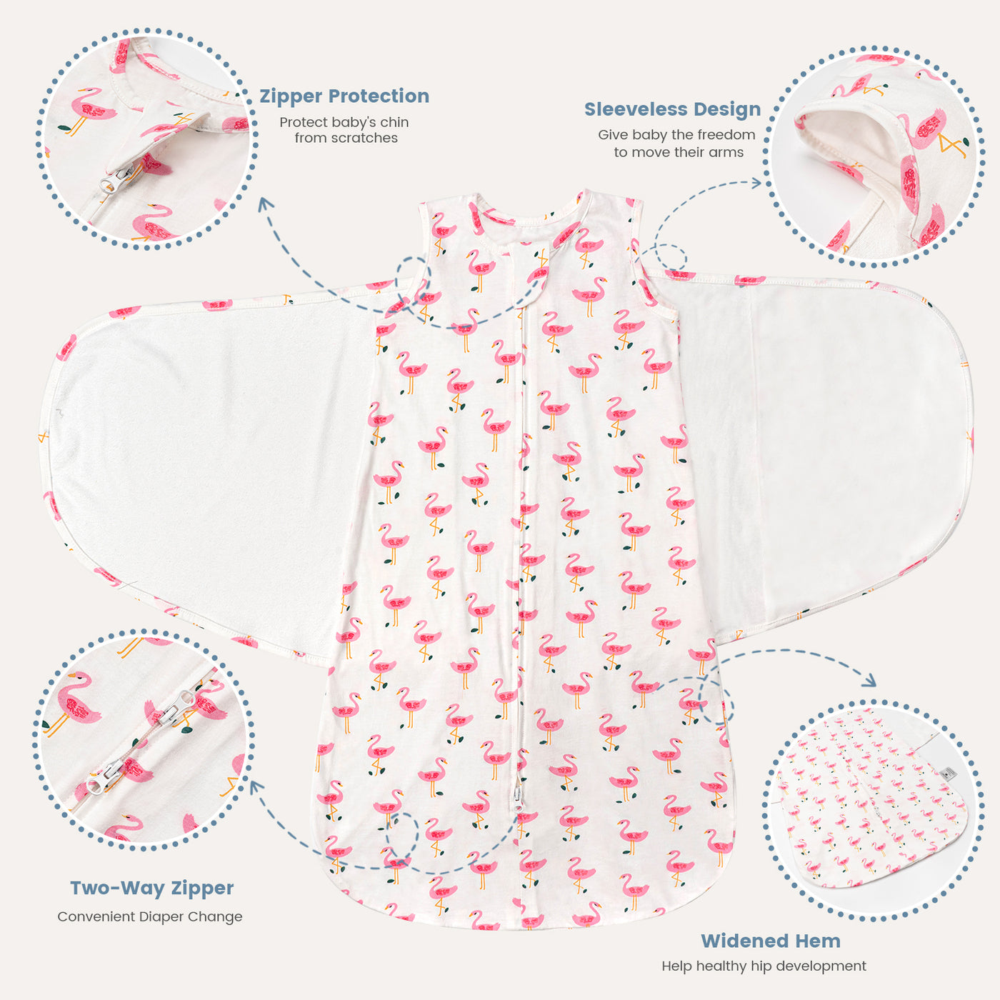 0.5 Tog 100% Cotton Baby Swaddle for Newborns 0-12 Months