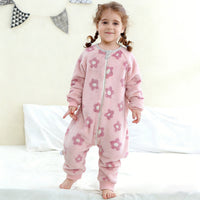 Flannel Toddler Sleep Sack 1.5 Tog Baby Girls Pajamas For 12-36 Months With 2-Way Zipper-Flower