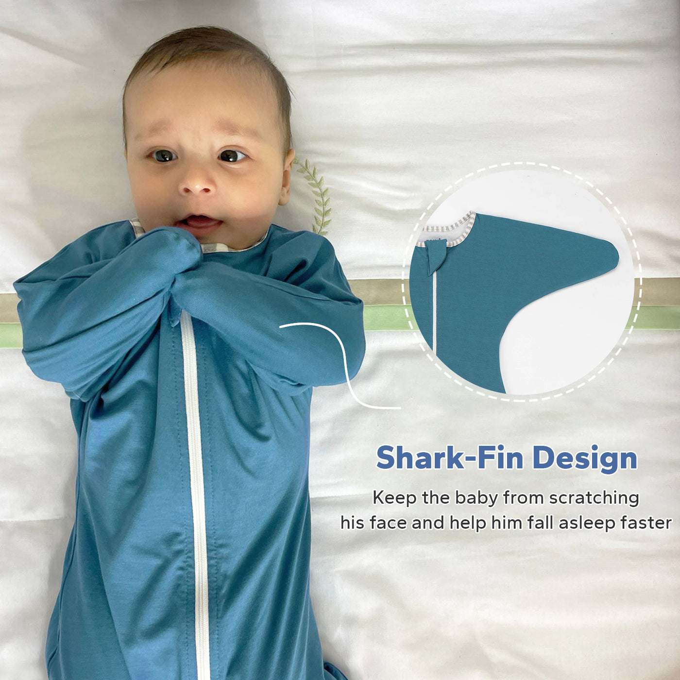 1.0 Tog 95% Bamboo Shark-Fin Transition Swaddle 0-9 Months