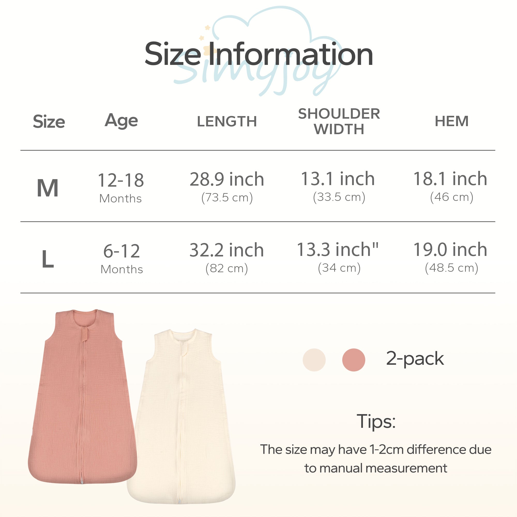 2 Pack 0.5 Tog Muslin Sleep Sack Baby Breathable Wearable Blanket