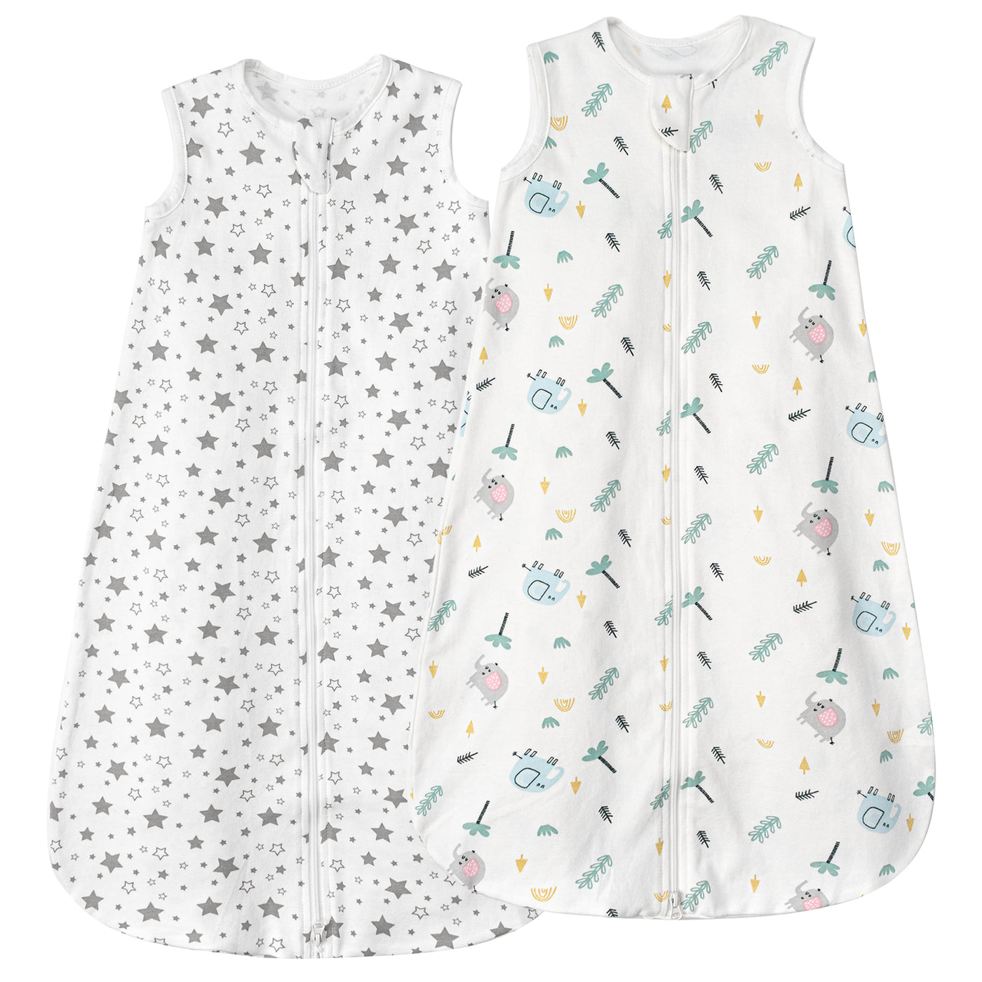 2 Pack 0.5 TOG  Sleeveless Baby Sleep Bag 100% Cotton 0-18 Months