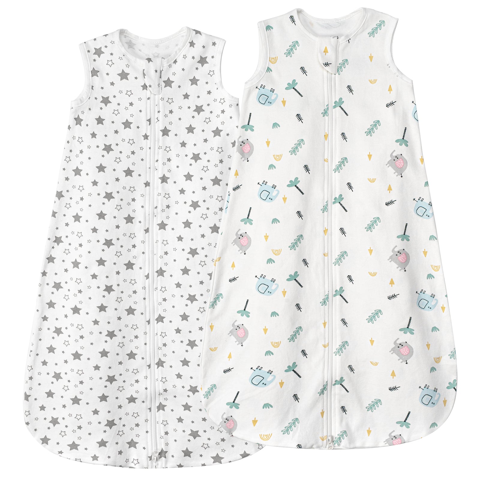 2 Pack 0.5 TOG  Sleeveless Baby Sleep Bag 100% Cotton 0-18 Months