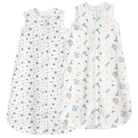 2 Pack 0.5 TOG  Sleeveless Baby Sleep Bag 100% Cotton 0-18 Months