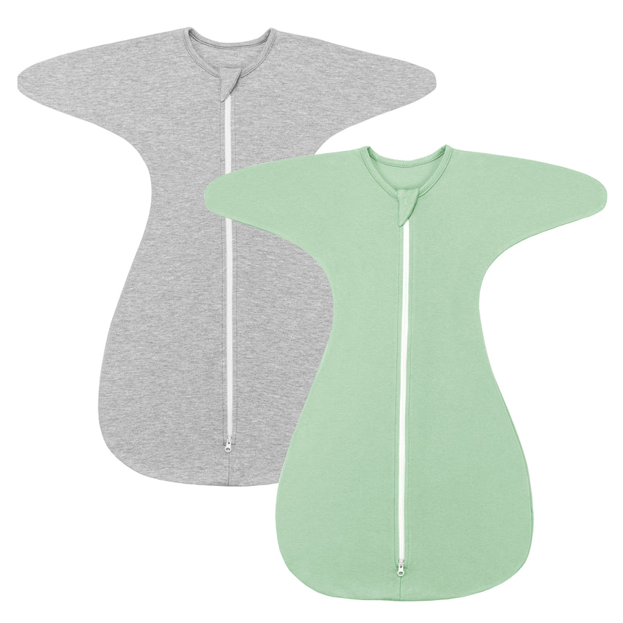 1.0 Tog 2 Pack 95% Cotton Shark-Fin Transition Swaddle 3-12 Months