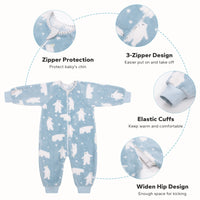 Flannel Toddler Sleep Sack 1.5 Tog Baby Pajamas For 12-36 Months With 2-Way Zipper-Polar Bear