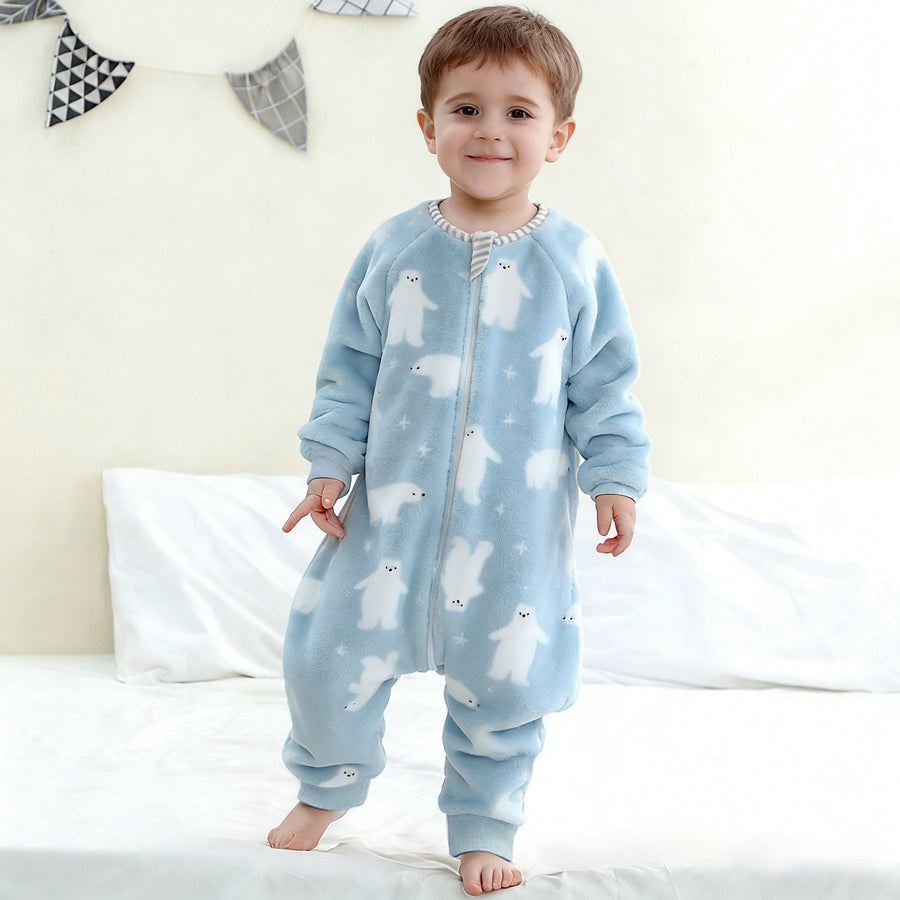 Flannel Toddler Sleep Sack 1.5 Tog Baby Pajamas For 12-36 Months With 2-Way Zipper-Polar Bear