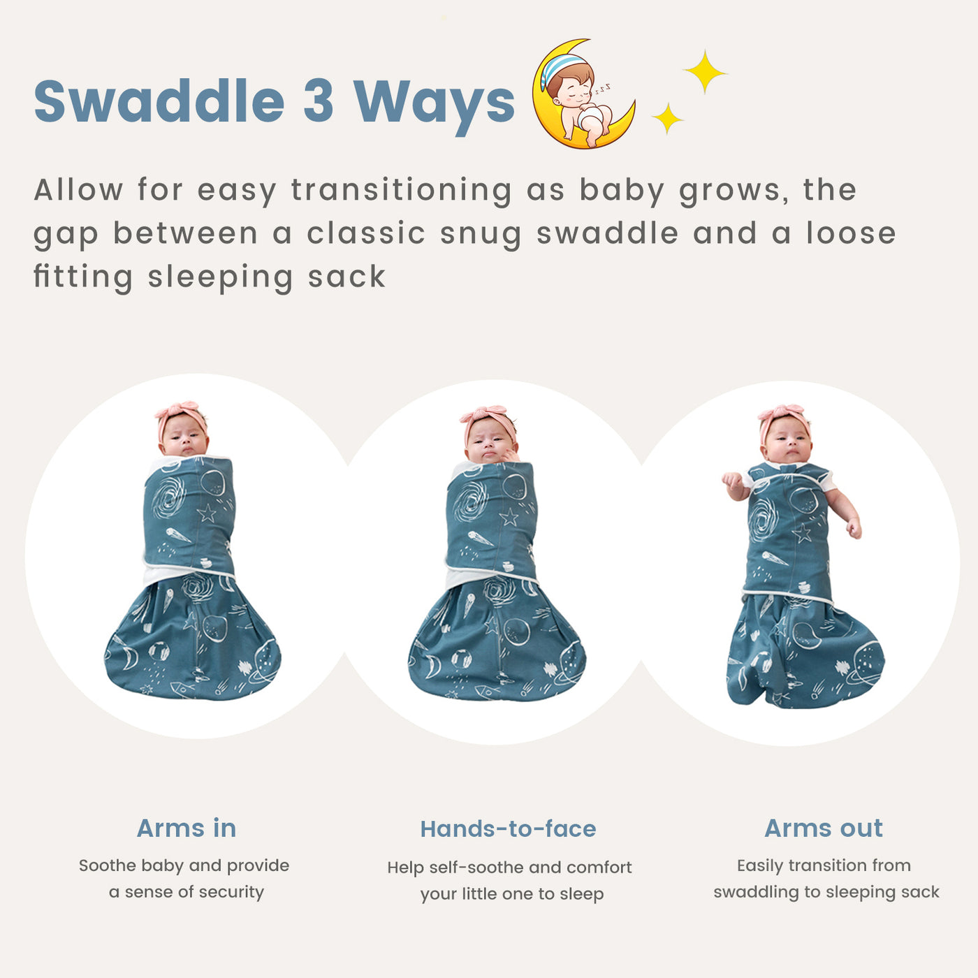 1.0 TOG 100% Cotton Solid Color Baby Swaddle Blanket Newborns 3 Ways Sleeping Sack