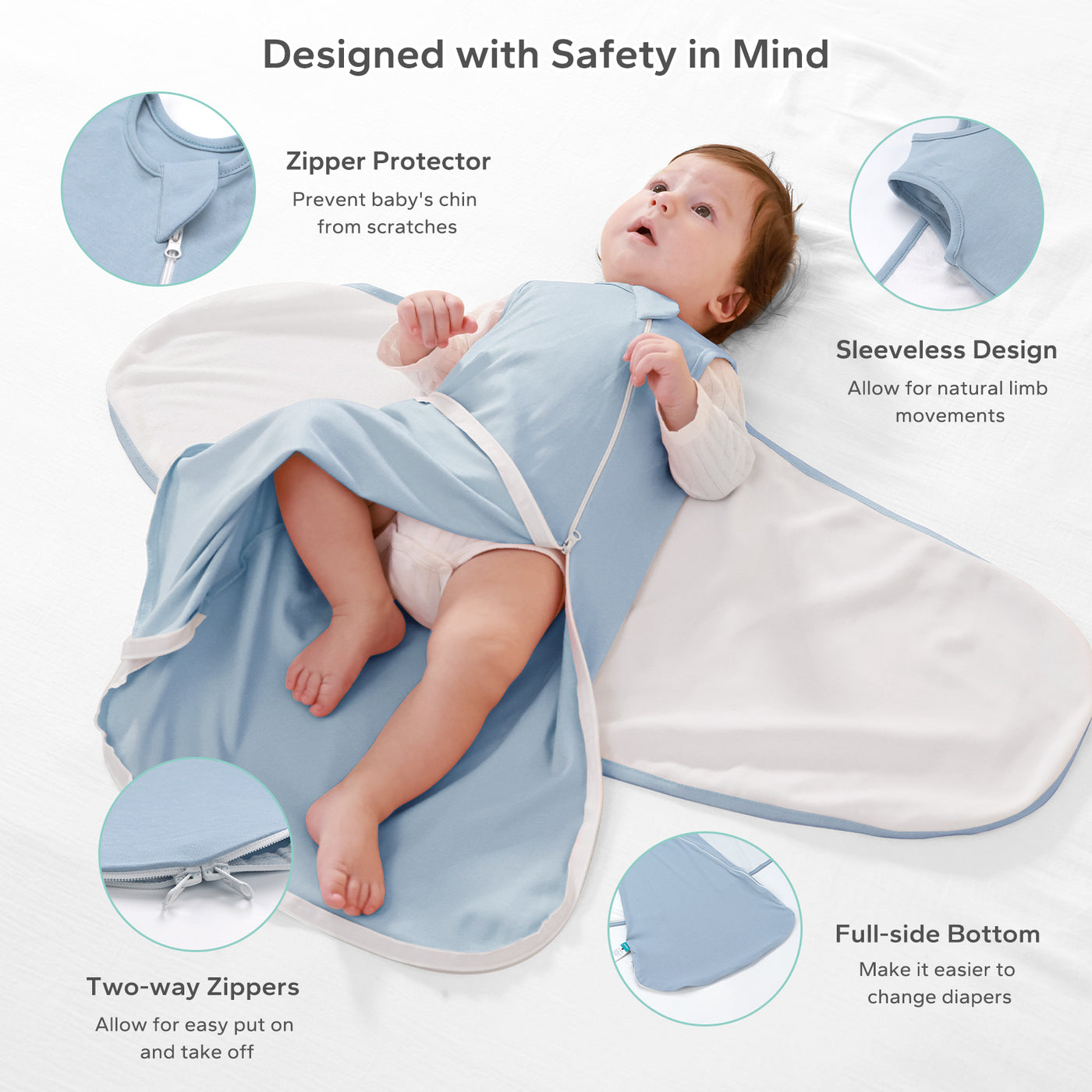 1.0 Tog Organic Cotton Baby Swaddle For 0-12 Months