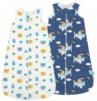 2 Pack 0.5 TOG  Sleeveless Baby Sleep Bag 100% Cotton 0-18 Months