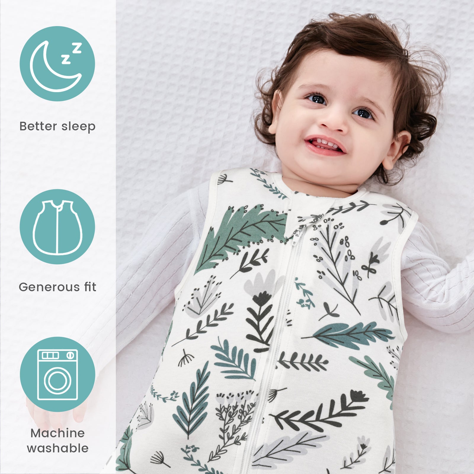 2 Pack 0.5 TOG  Sleeveless Baby Sleep Bag 100% Cotton 0-18 Months