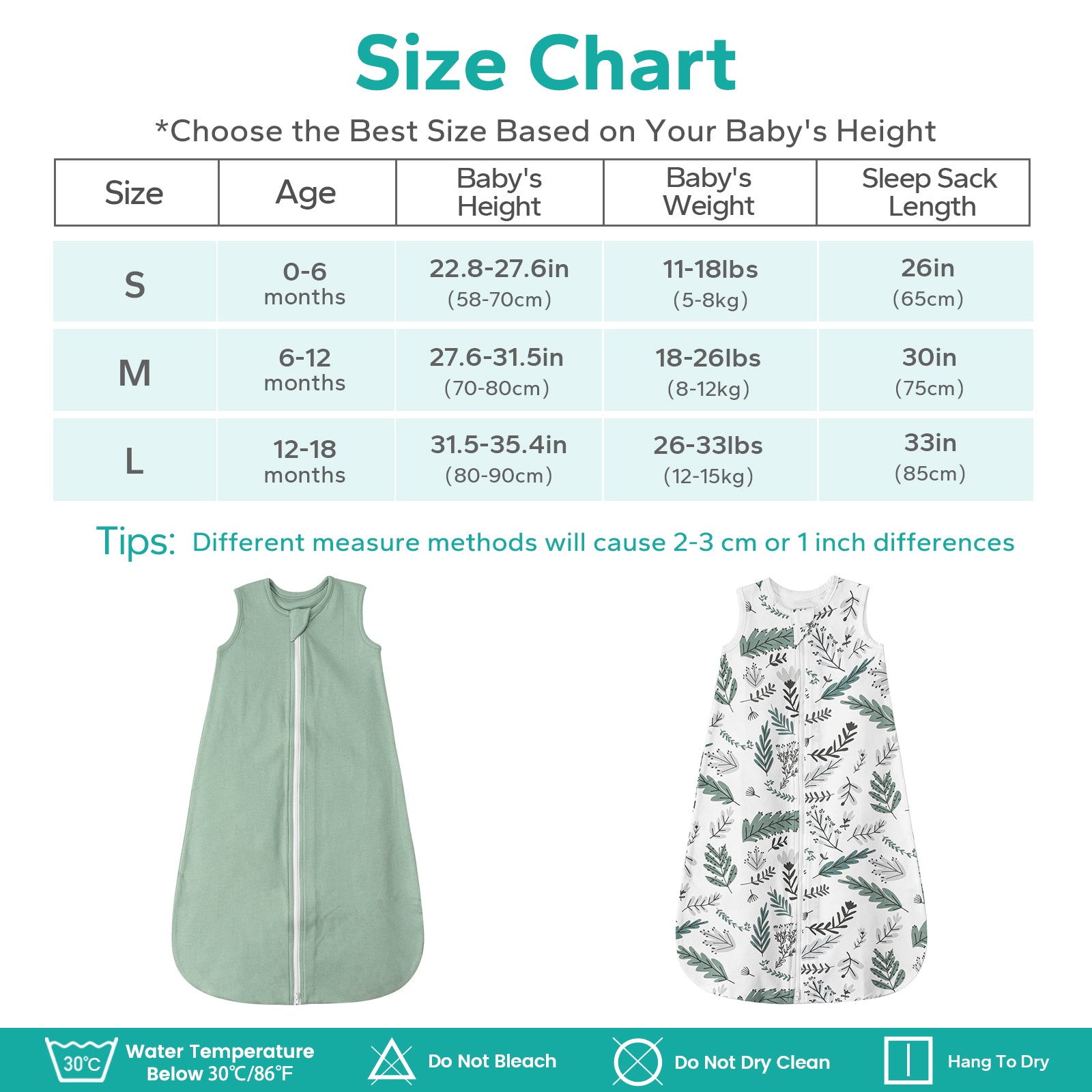 2 Pack 0.5 TOG  Sleeveless Baby Sleep Bag 100% Cotton 0-18 Months
