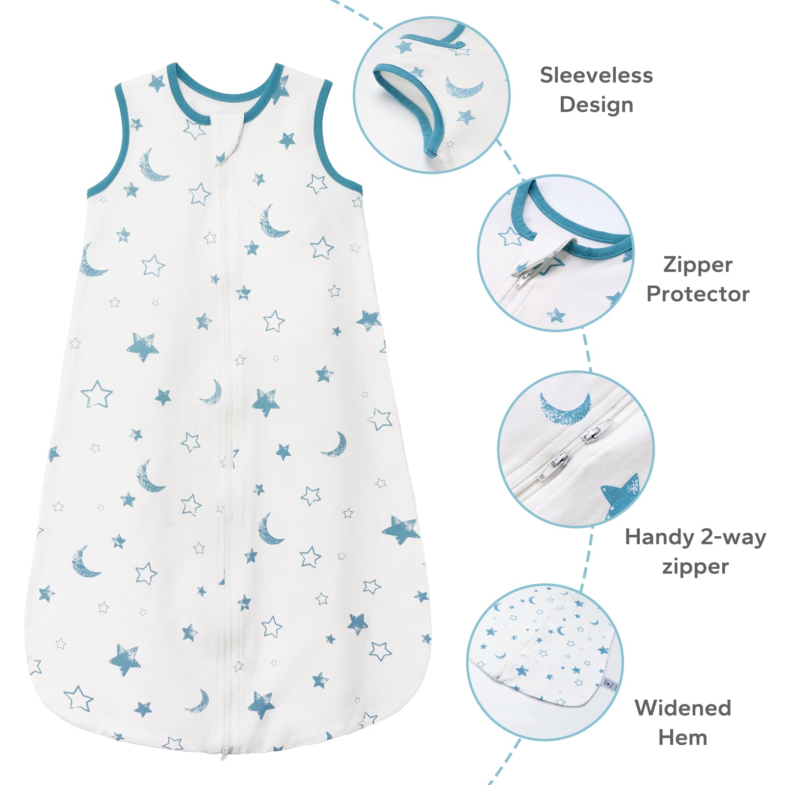 0.5 Tog 100% Cotton 2 Pack Summer Baby Sleep Bag 0-24 Months