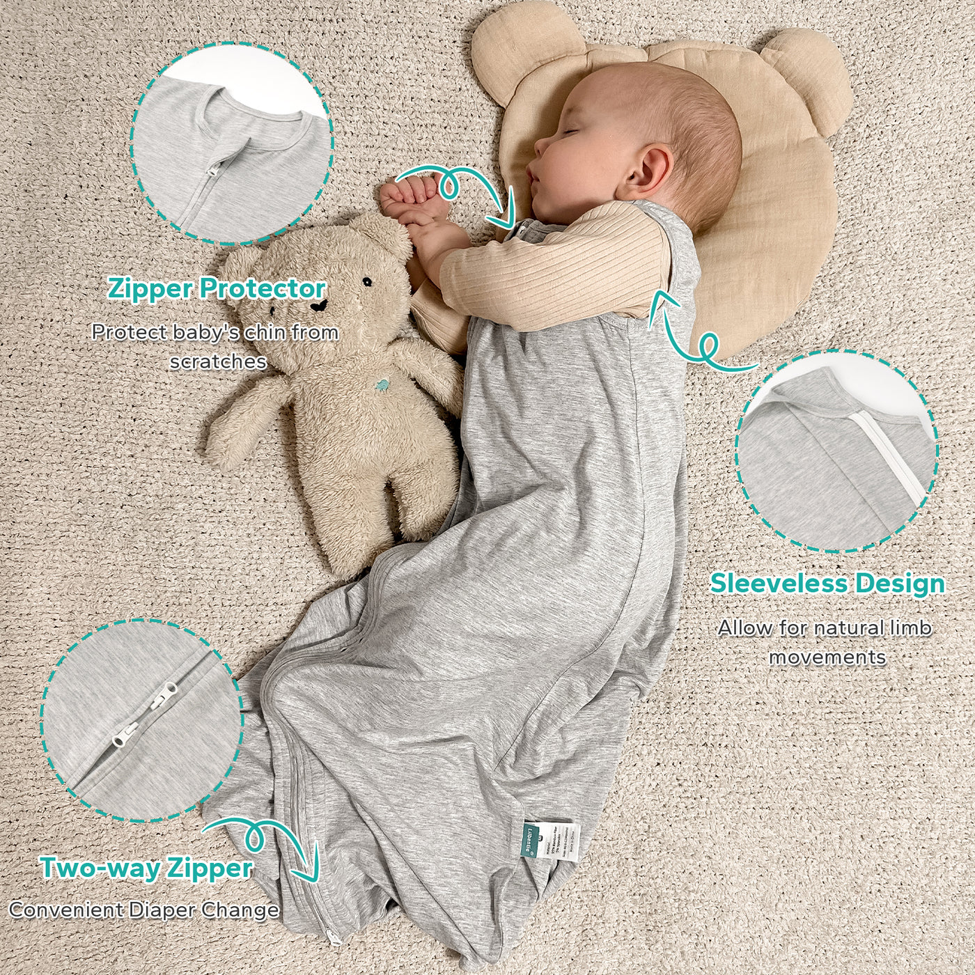 0.5 TOG Toddler Sleep Sack with Feet Bamboo Rayon 0-18 Months