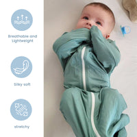1.0 Tog 2 Pack 95% Bamboo Rayon Shark-Fin Swaddle, Arm Free Baby Wearable Blanket 3-12 Months-Blue&Green