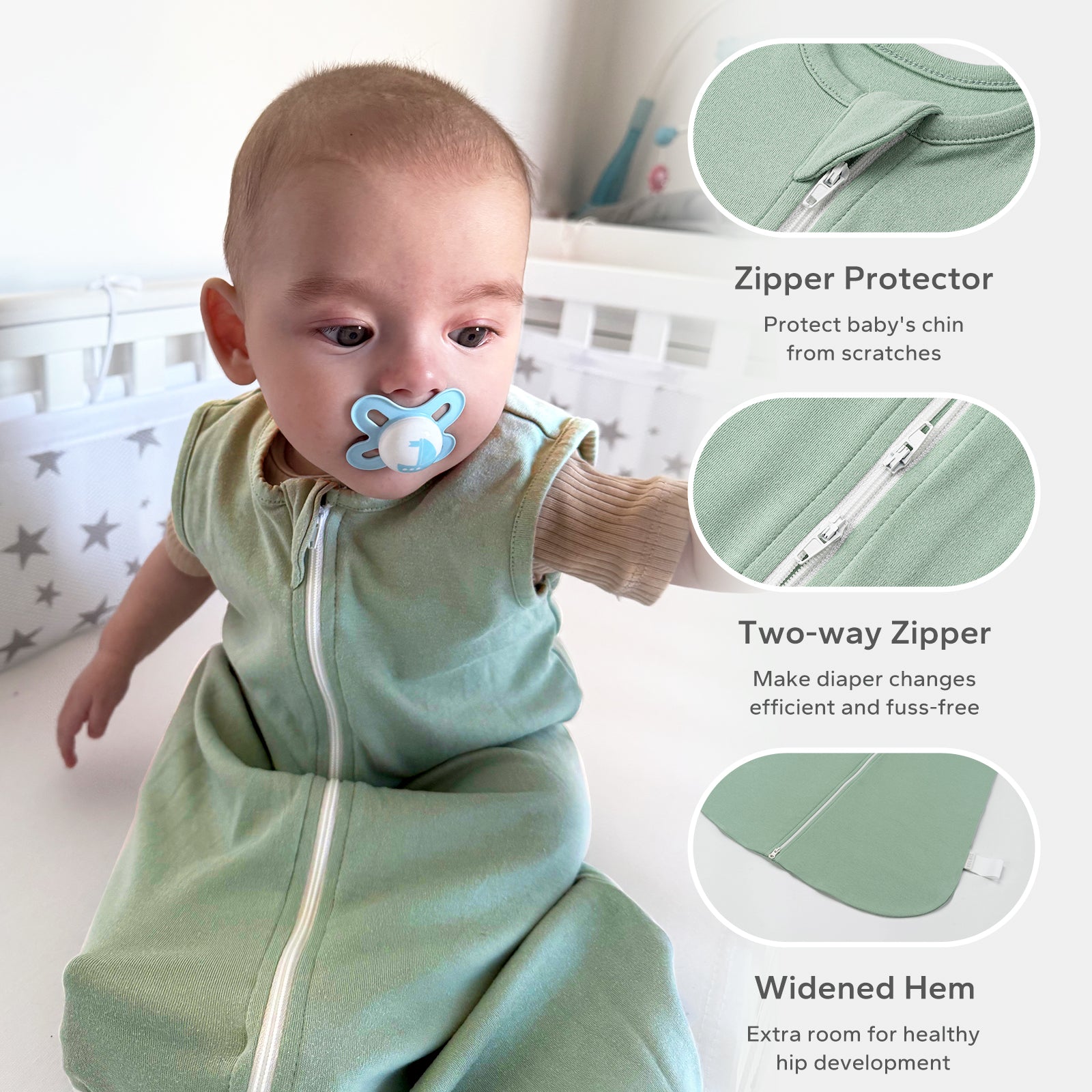2 Pack 0.5 TOG  Sleeveless Baby Sleep Bag 100% Cotton 0-18 Months
