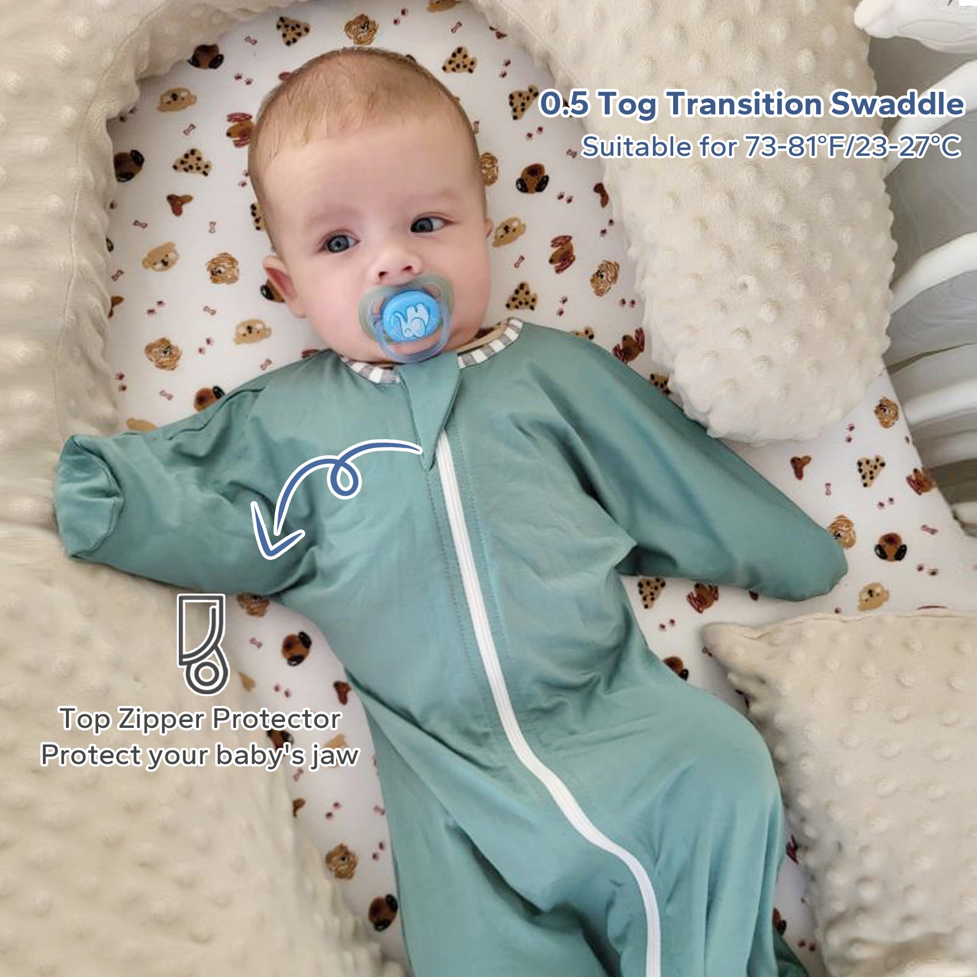 2 Pack 0.5 Tog Shark-Fin Transition Swaddle