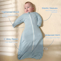 1.0 Tog 2 Pack 95% Bamboo Rayon Shark-Fin Swaddle, Arm Free Baby Wearable Blanket 3-12 Months-Blue&Green