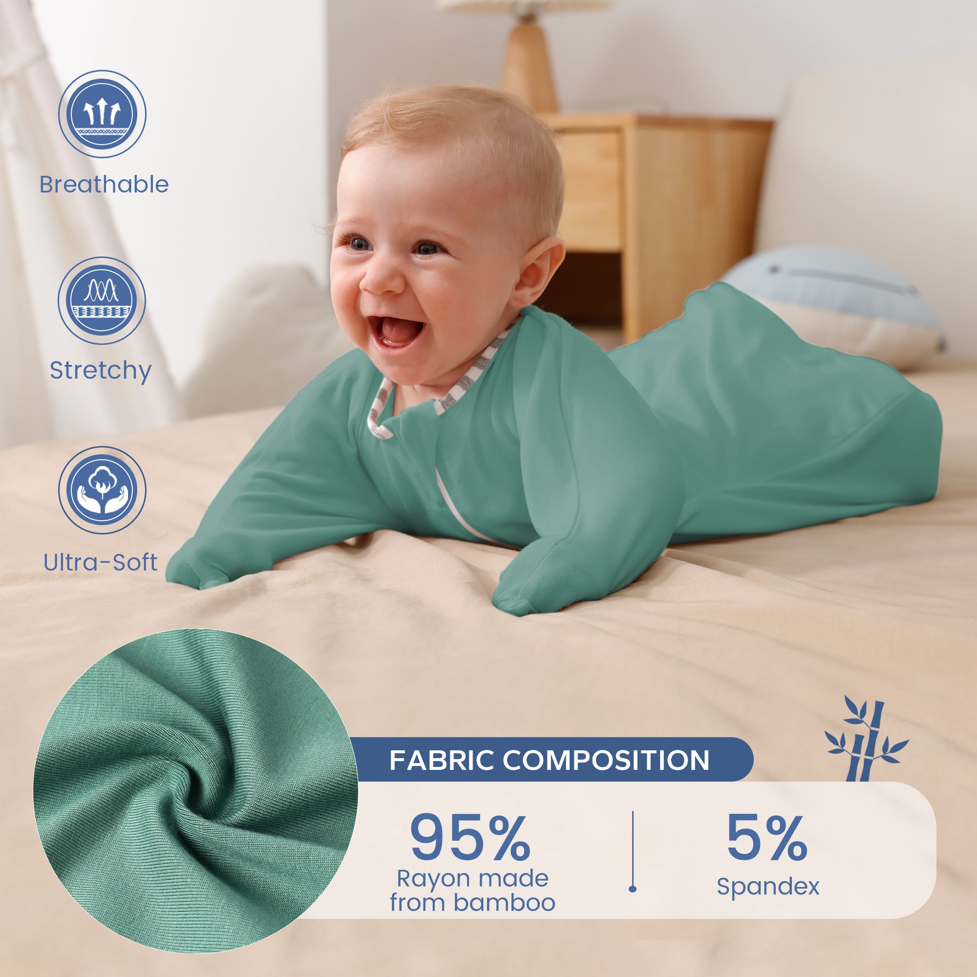 2 Pack 0.5 Tog Shark-Fin Transition Swaddle