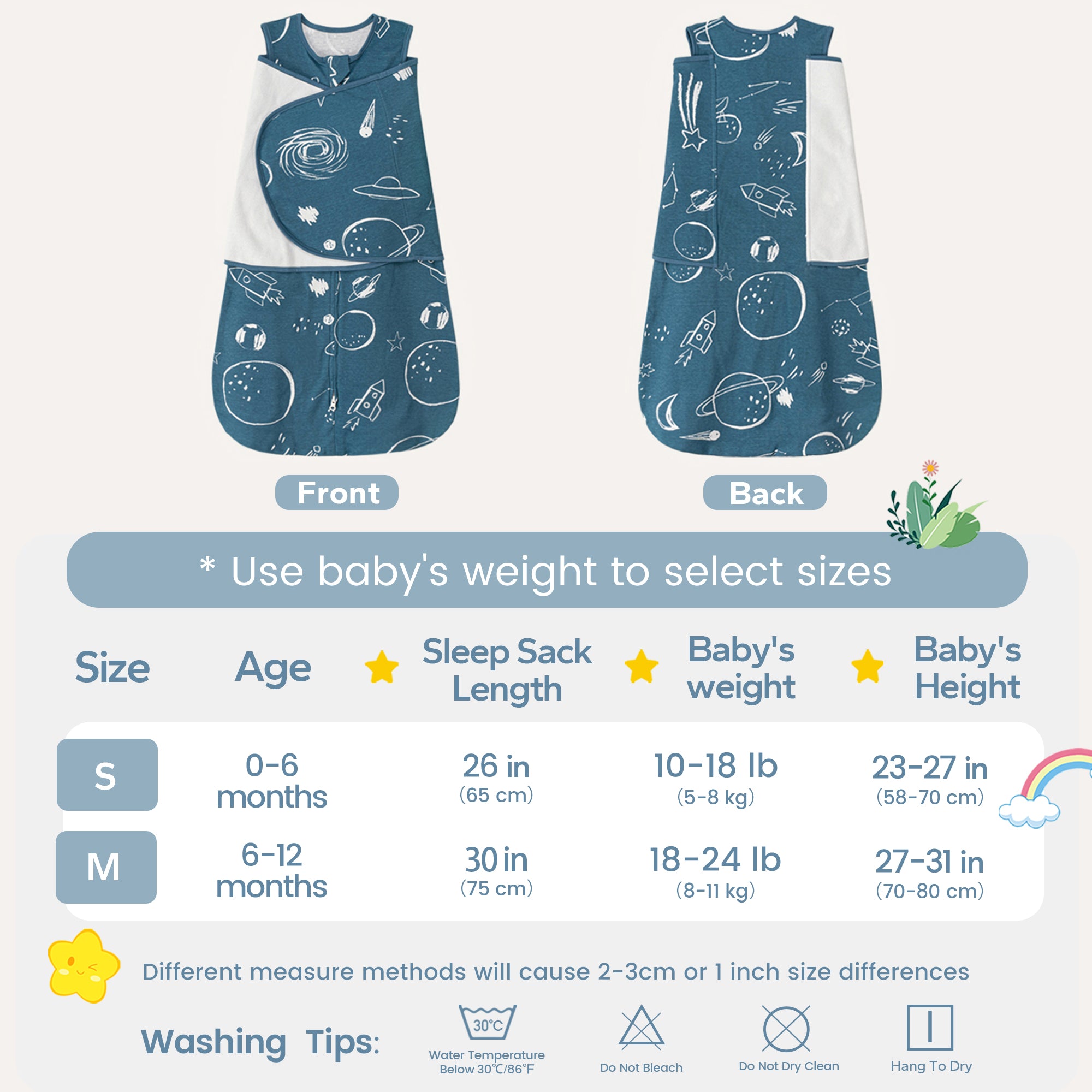 1.0 TOG 100% Cotton Solid Color Baby Swaddle Blanket Newborns 3 Ways Sleeping Sack