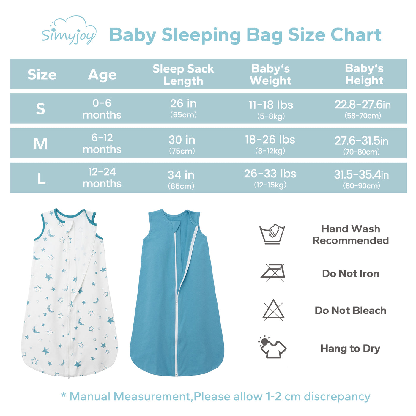0.5 Tog 100% Cotton 2 Pack Summer Baby Sleep Bag 0-24 Months