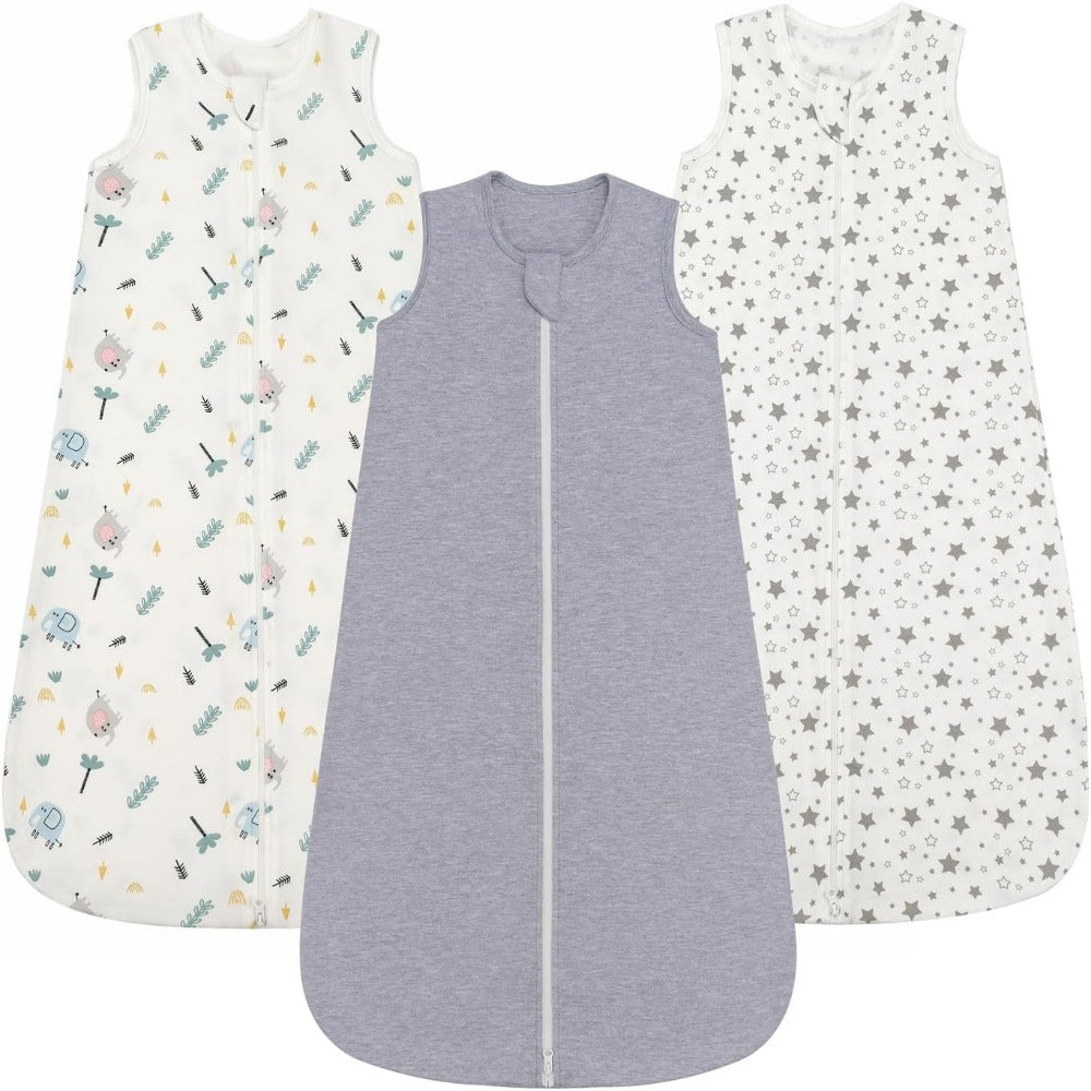 3 Pack Baby Sleep Bag 100% Cotton Summer 0-18 Months