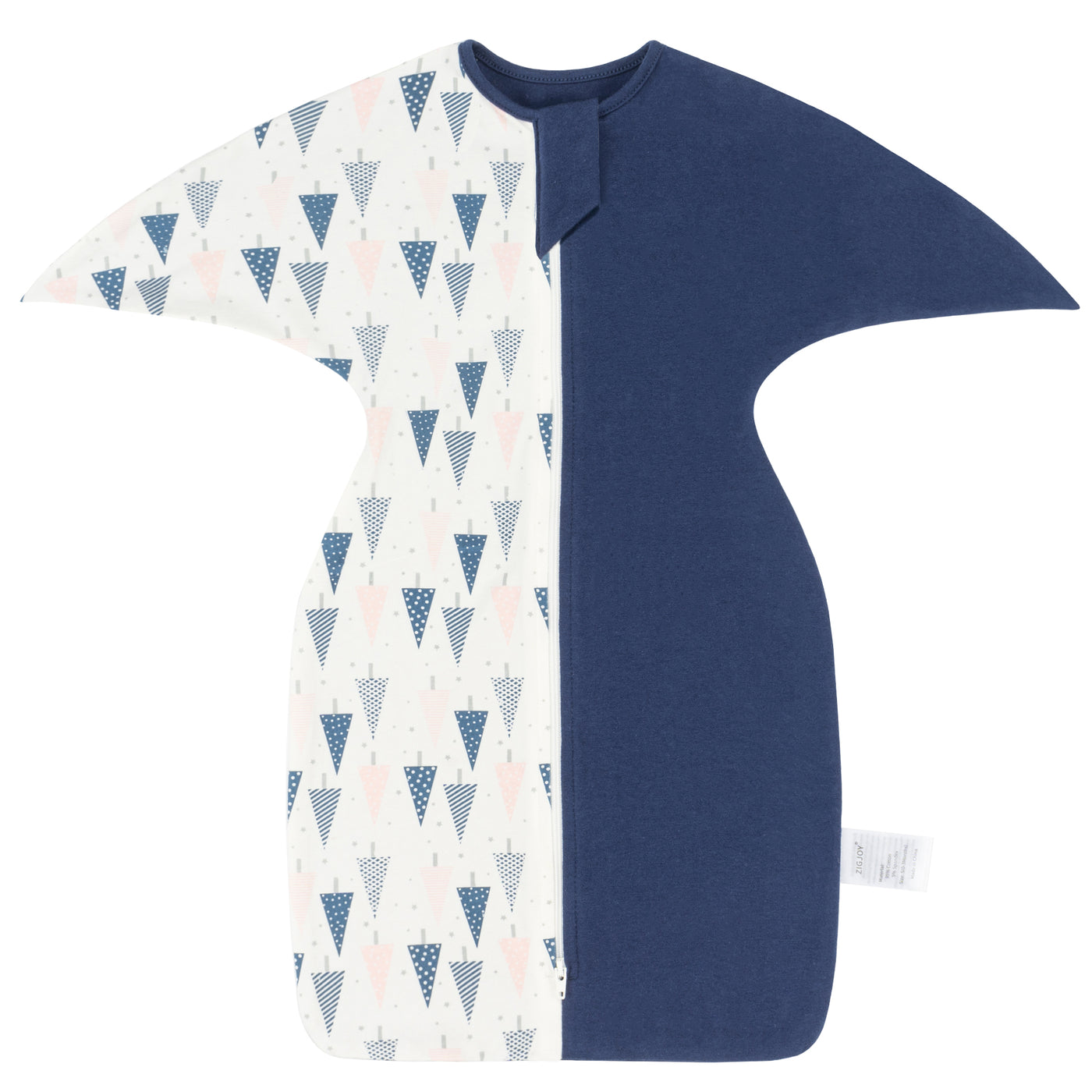 ZIGJOY 100% Cotton Shark-Fin Swaddles for Newborns with 2-Way Zipper
