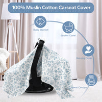 100% Muslin  Breathable Cotton Car Seat Covers for Babies, Universal Baby Car Seat Cover