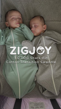 1.0 Tog 2 Pack 95% Cotton Shark-Fin Transition Swaddle 3-12 Months